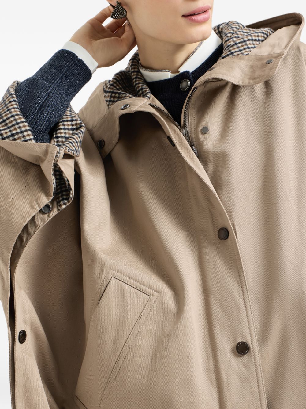 COTTON AND LINEN BLEND PARKA COAT