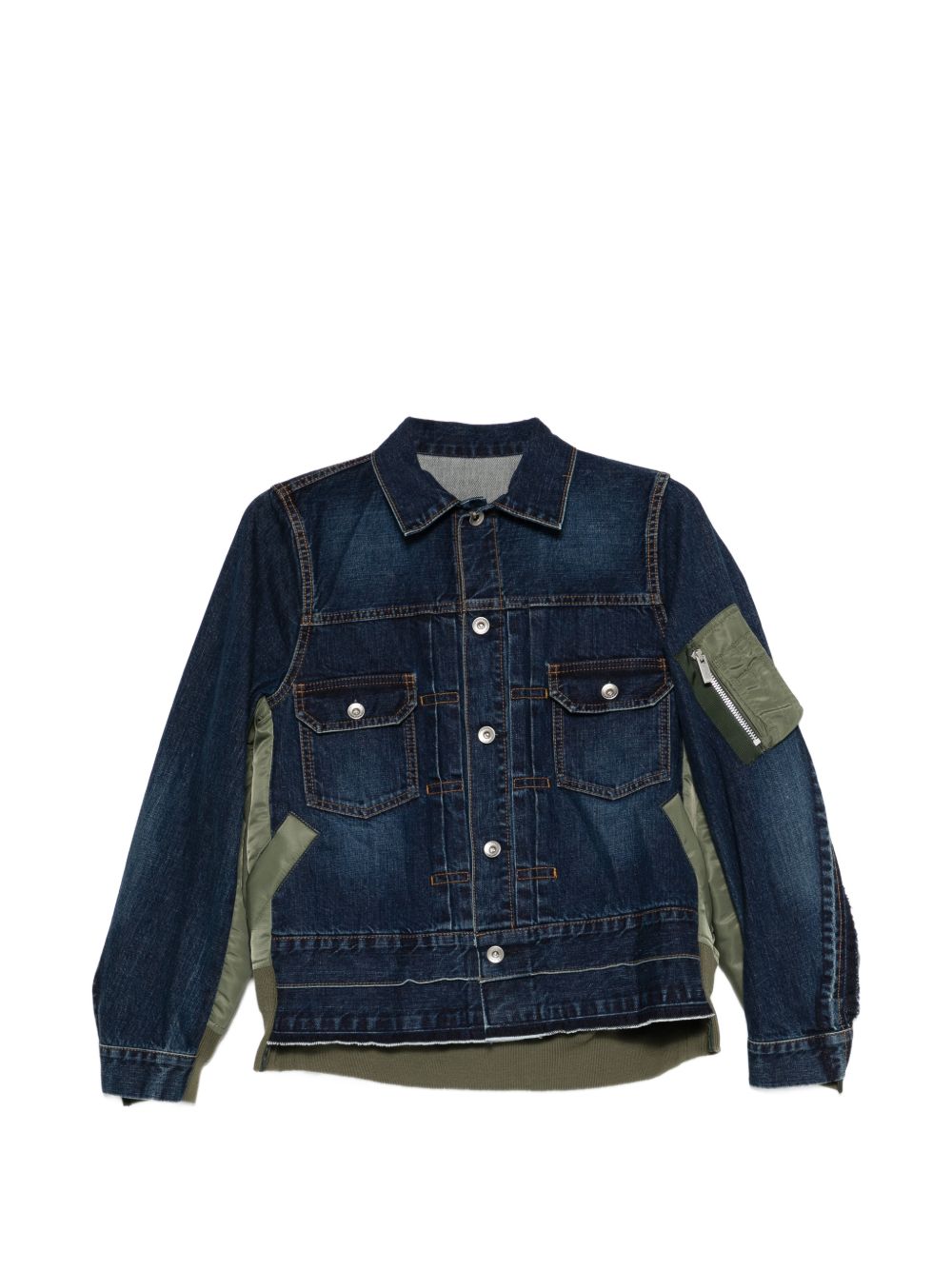 DENIM AND NYLON BLOUSON JACKET