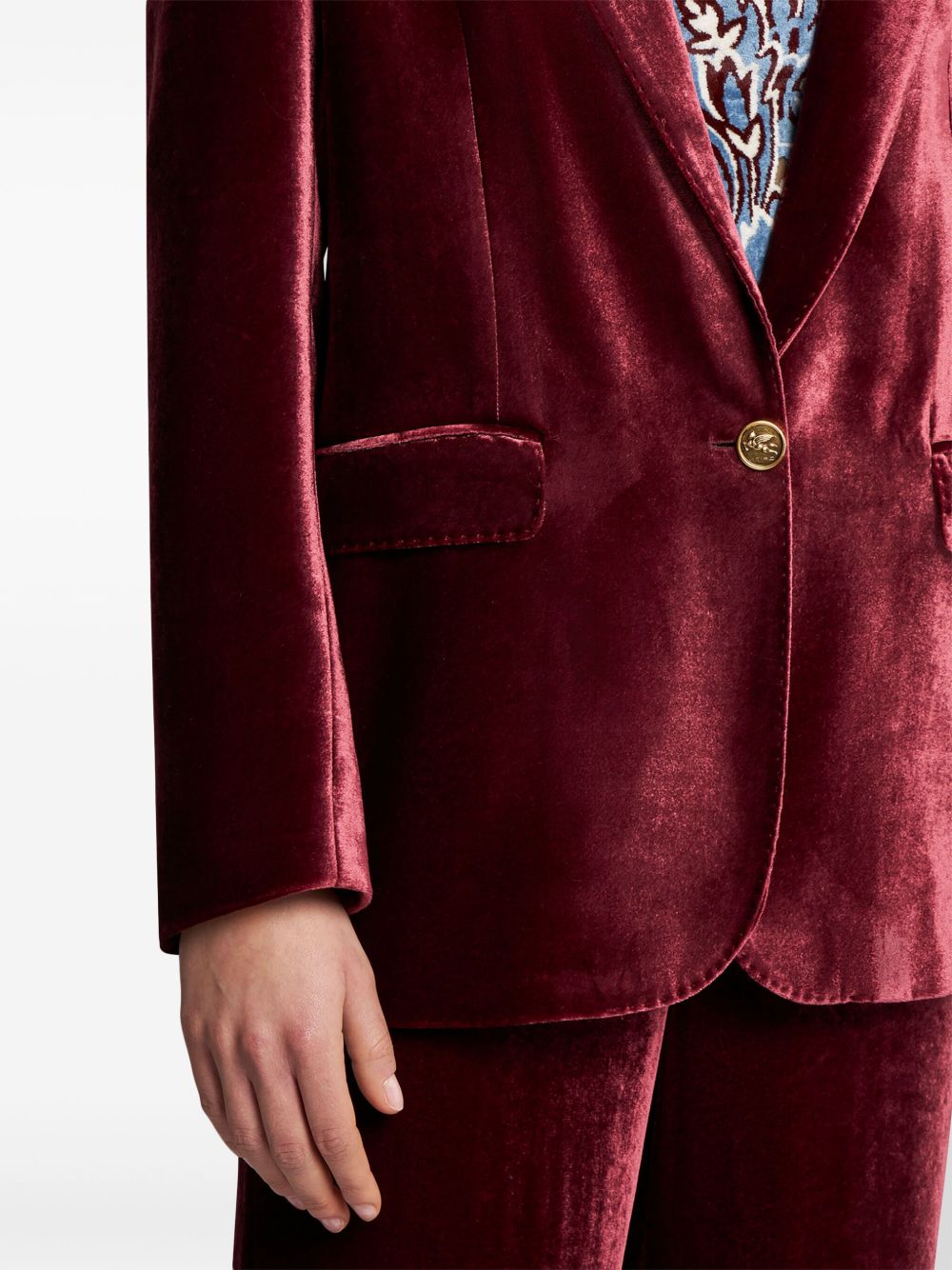 VELVET SINGLE-BREASTED BLAZER JACKET