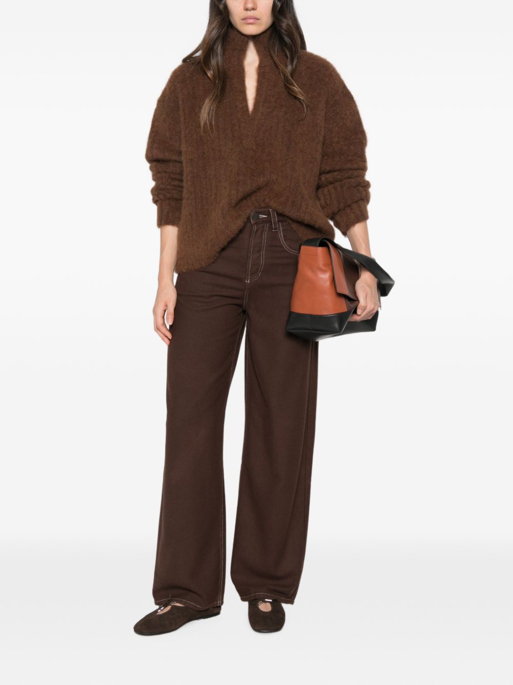 WOOL BLEND POLO SWEATER