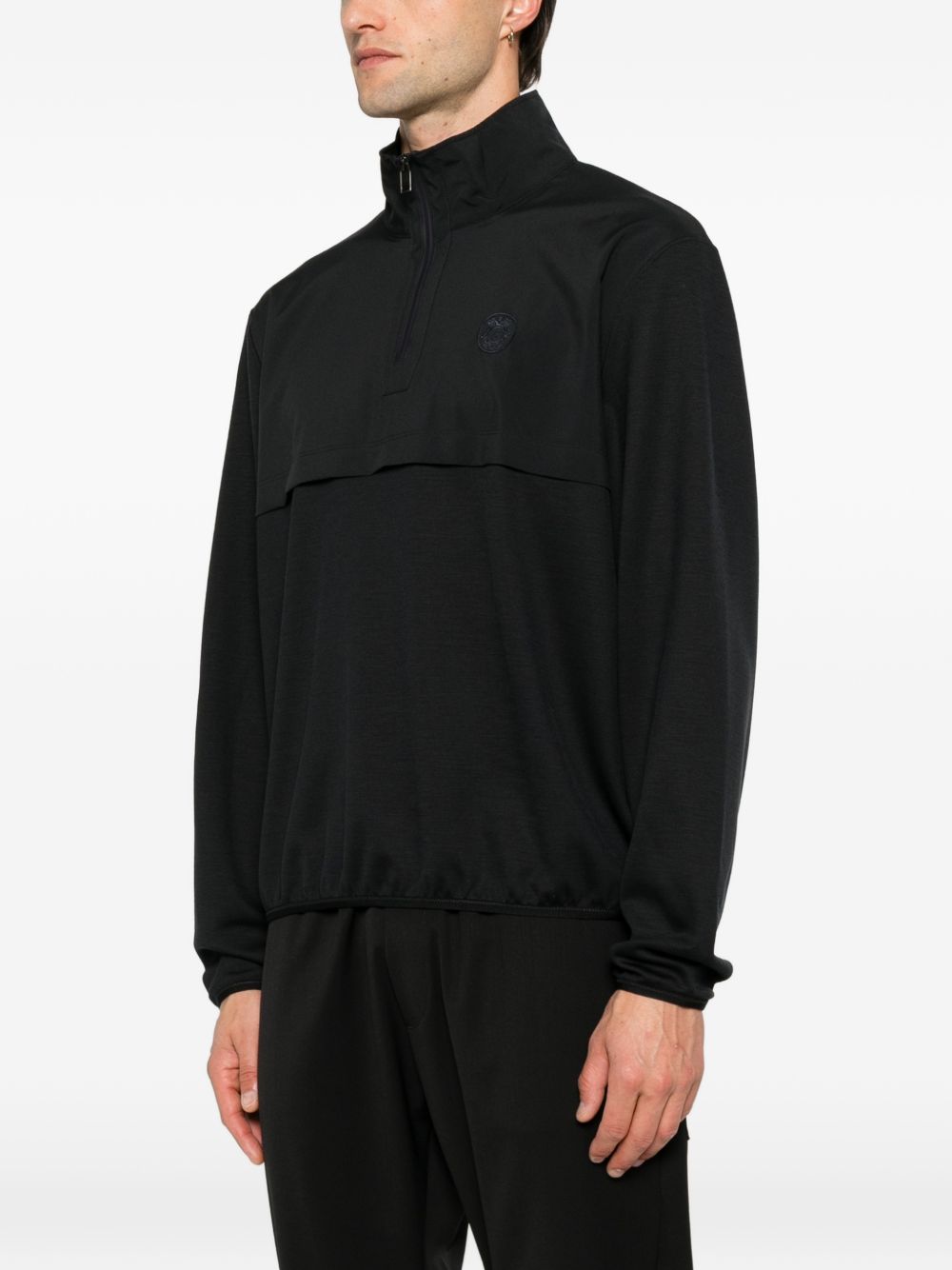 WOOL HALF-ZIP HIGH NECK SWEATER