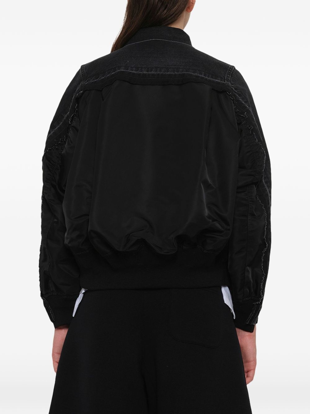 DENIM AND NYLON BLOUSON JACKET
