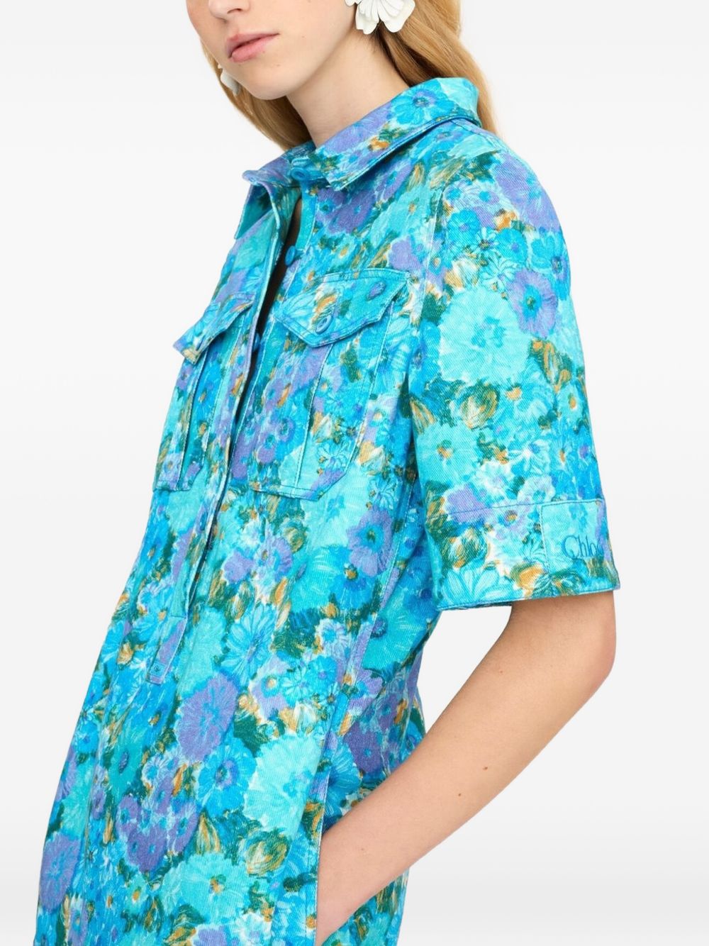 PRINTED COTTON MINI DRESS