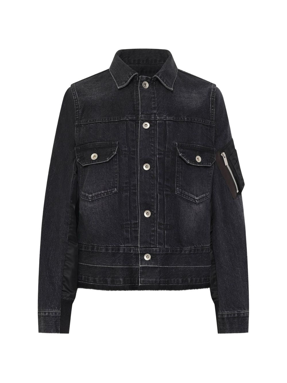 DENIM AND NYLON BLOUSON JACKET
