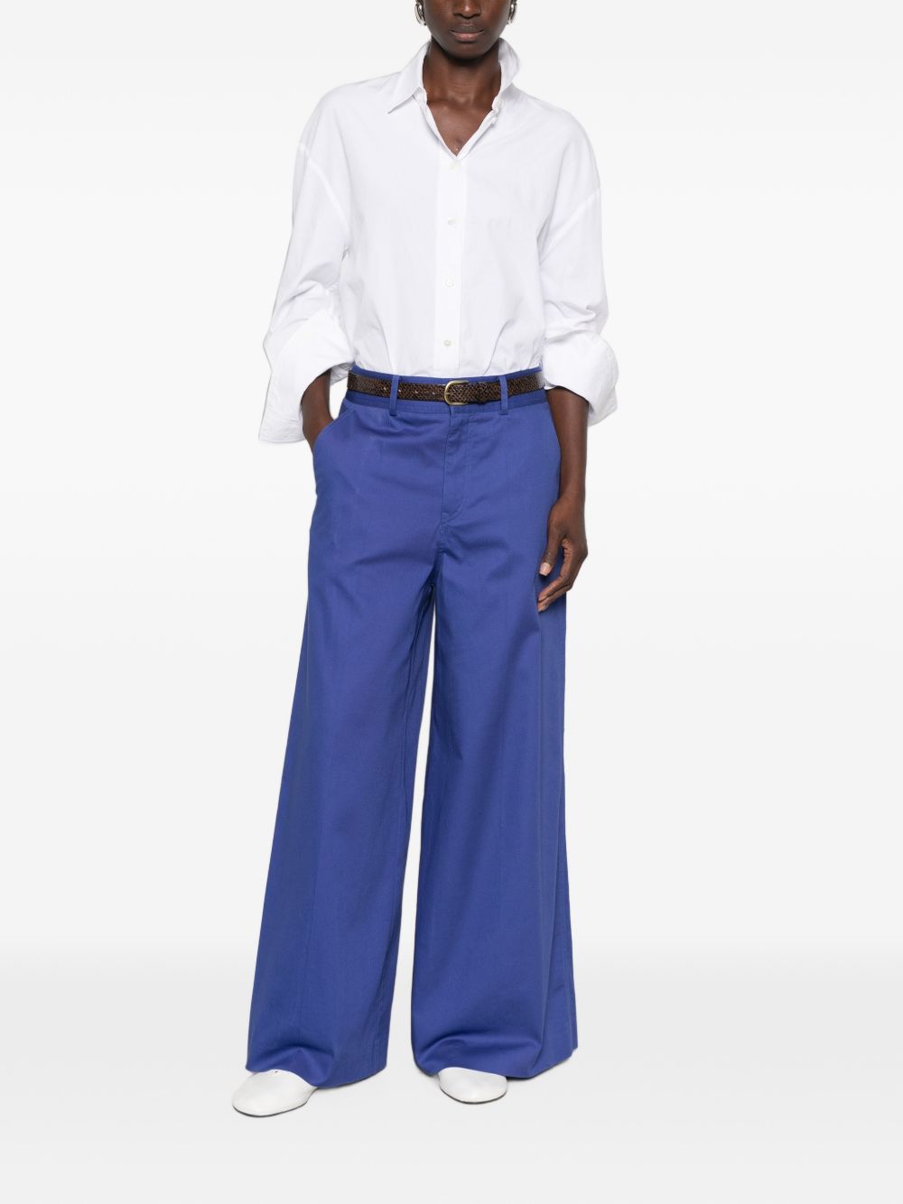 COTTON WIDE-LEG TROUSERS