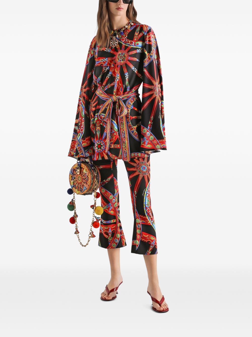 CARRETTI PRINT SILK TROUSERS
