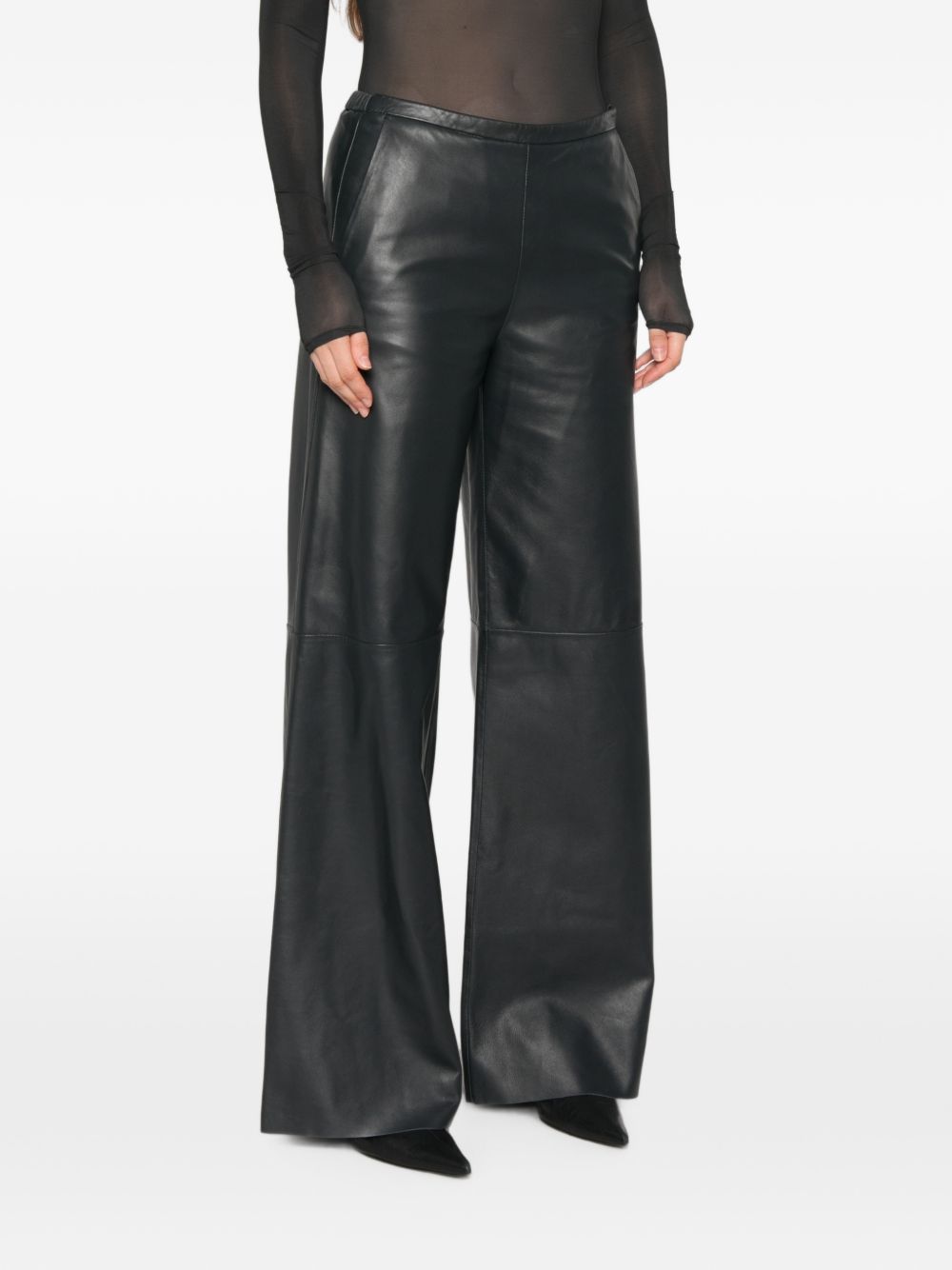 LEATHER HIGH-WAISTED TROUSERS
