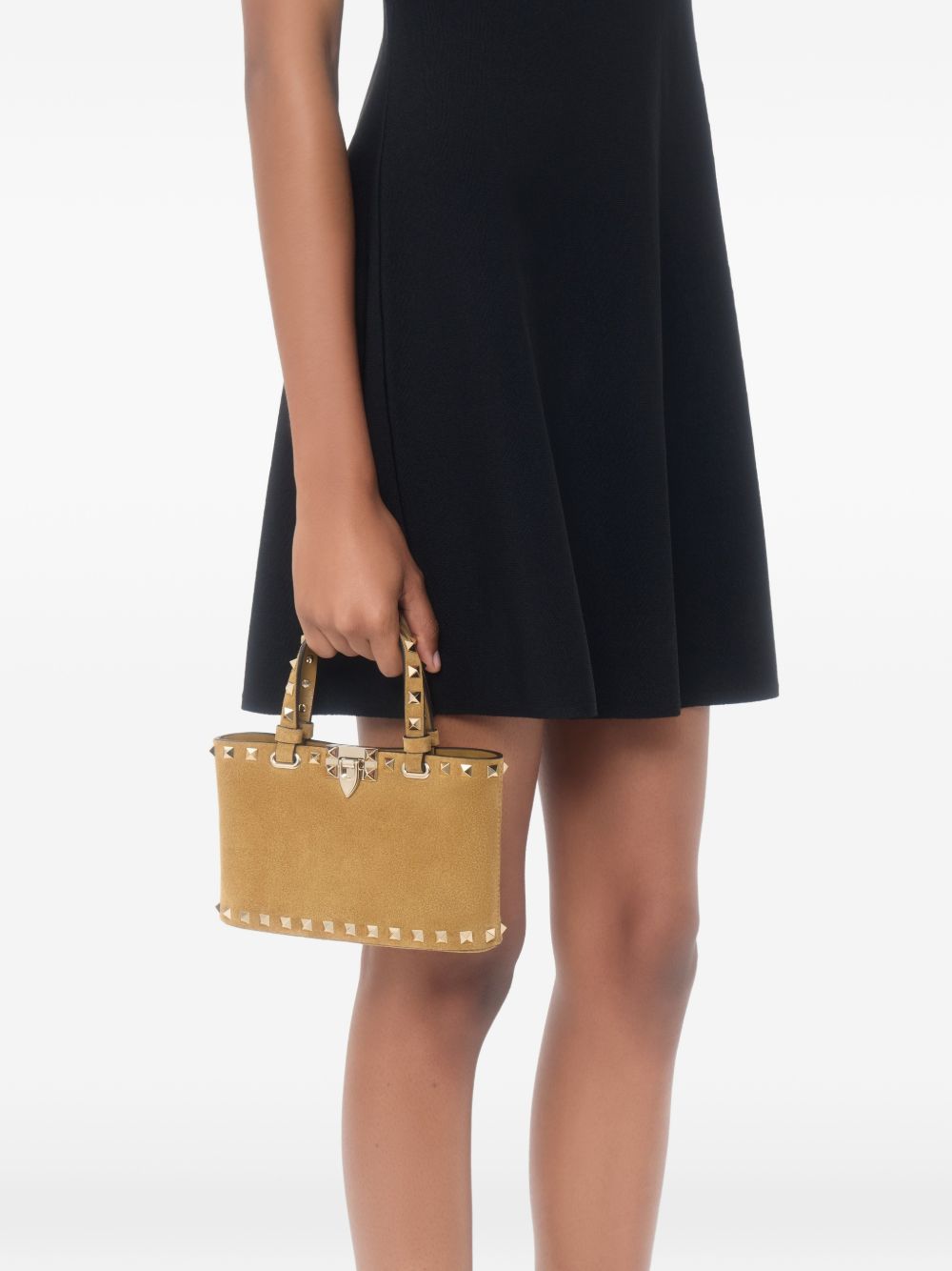 ROCKSTUD SUEDE LEATHER MINI BAG