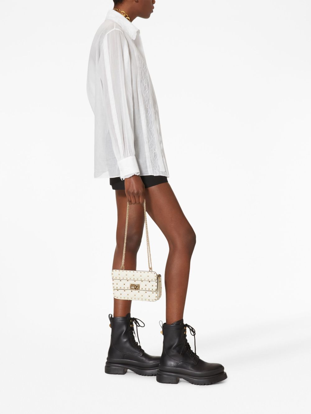 ROCKSTUD SPIKE SMALL LEATHER SHOULDER BAG