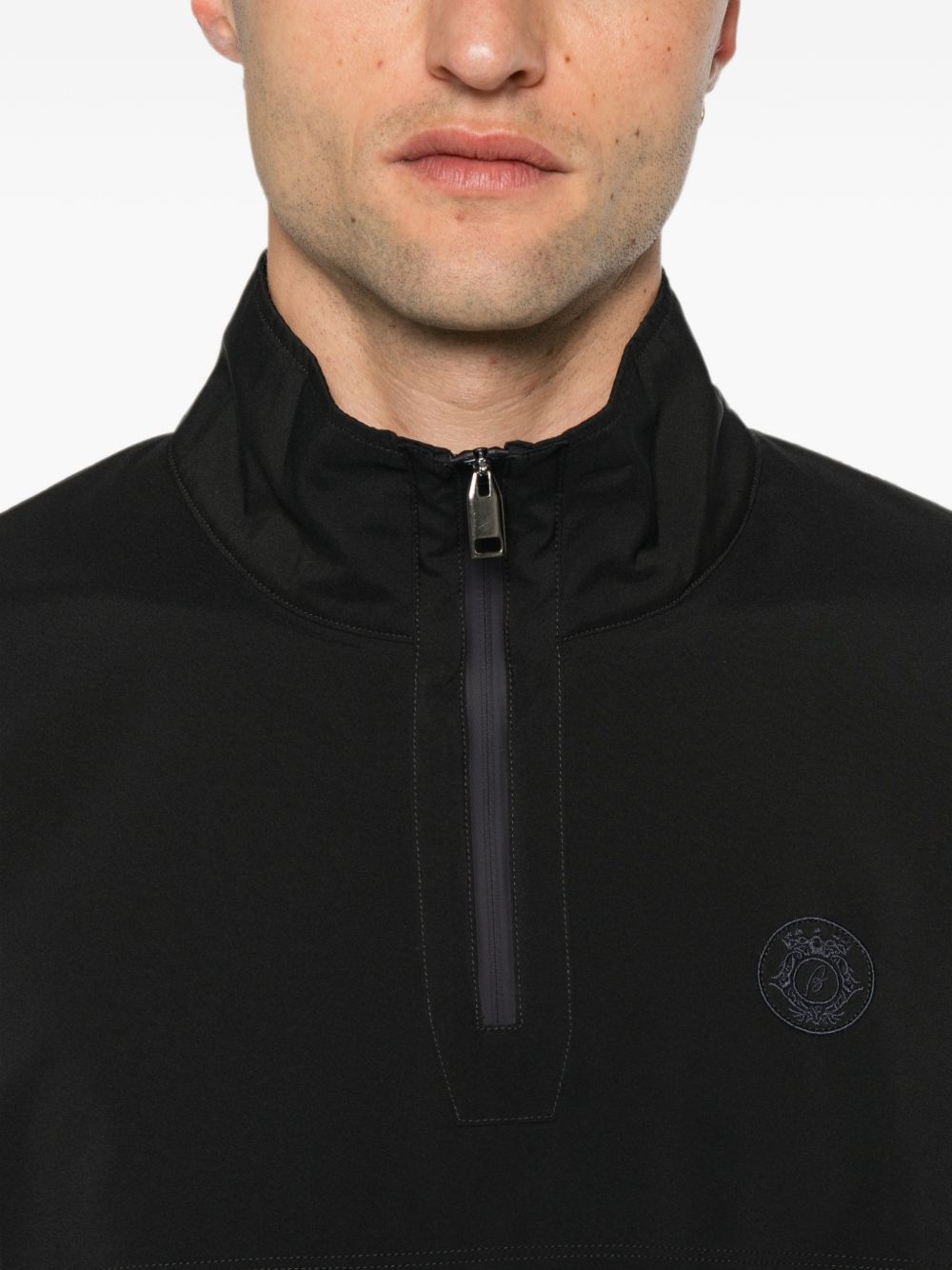 WOOL HALF-ZIP HIGH NECK SWEATER
