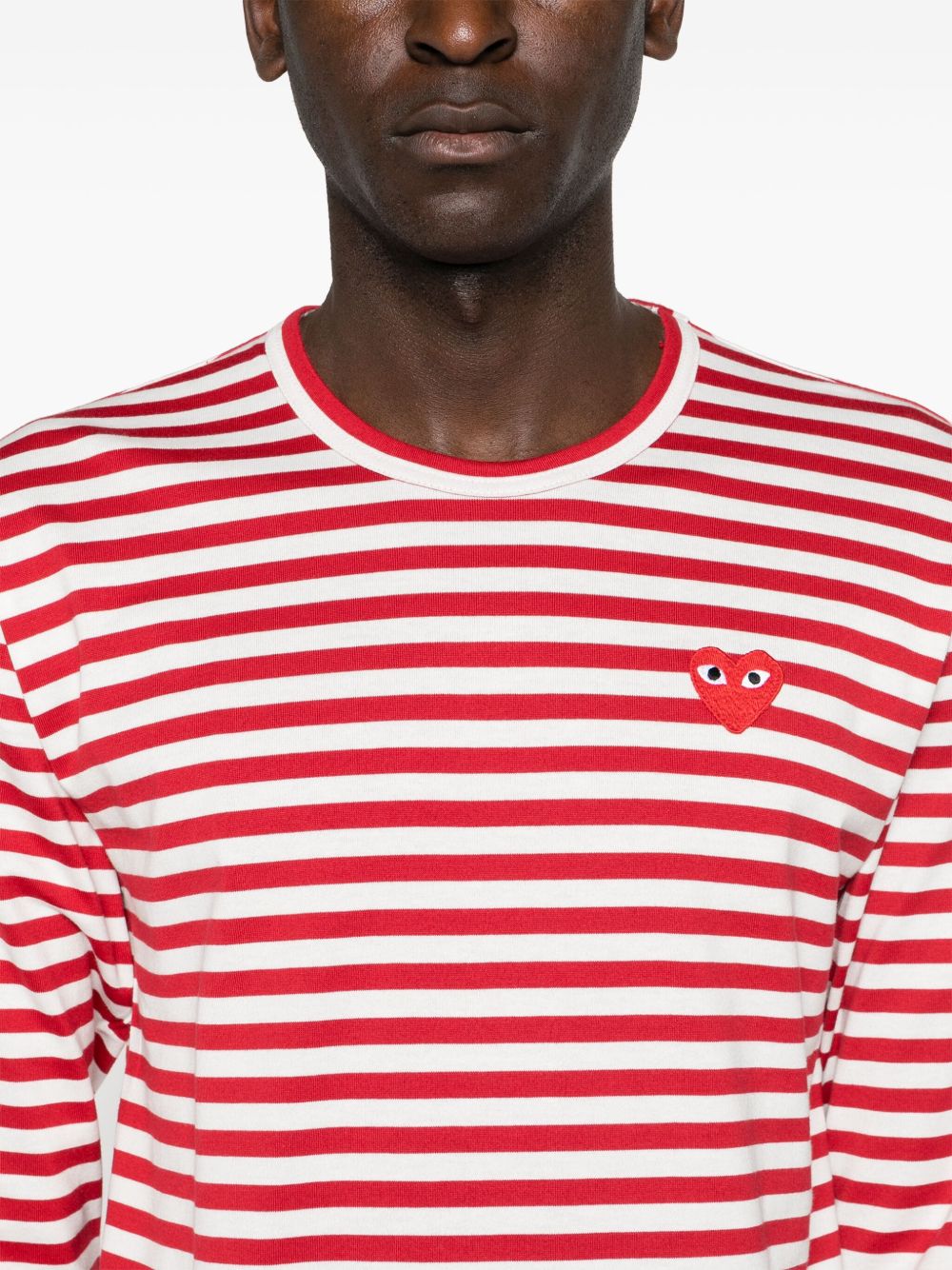 RED HEART STRIPED COTTON T-SHIRT