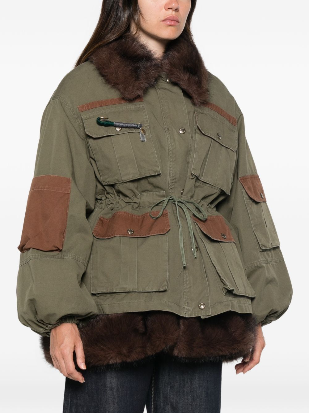 FAUX FUR DETAIL COTTON PARKA COAT