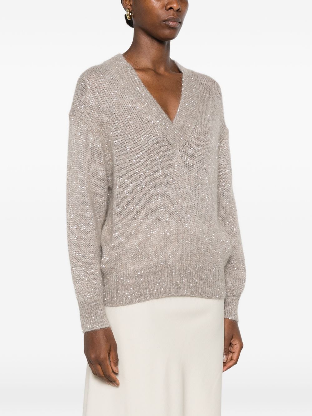 WOOL BLEND V-NECKED SWEATER