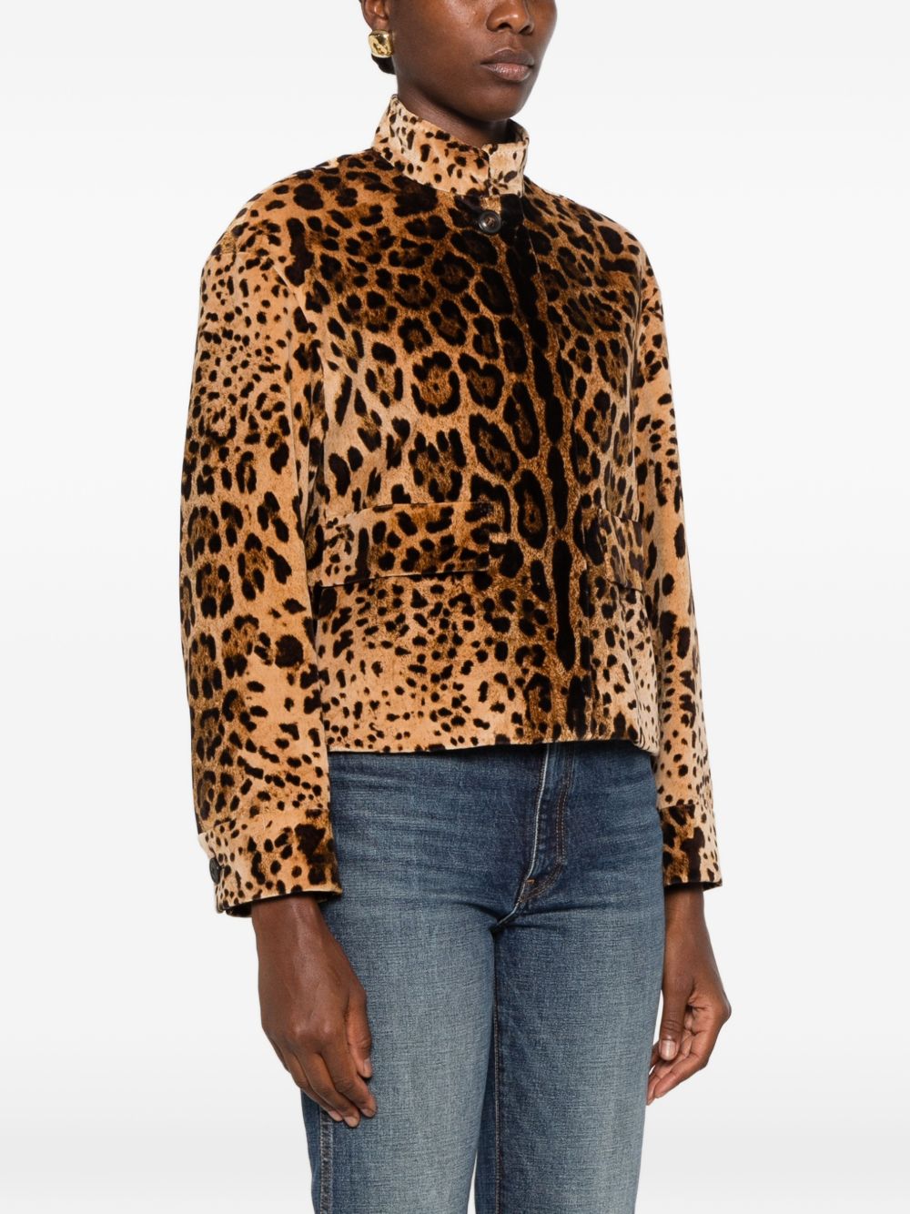 PRINTED COTTON BLOUSON JACKET