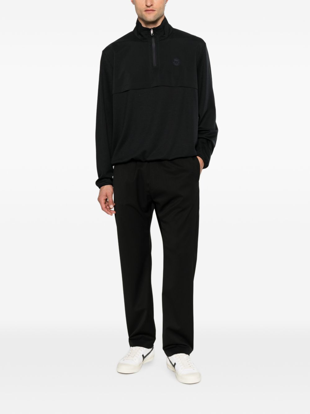 WOOL HALF-ZIP HIGH NECK SWEATER