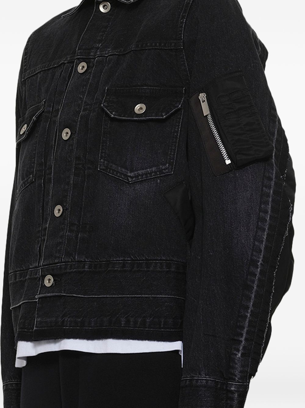 DENIM AND NYLON BLOUSON JACKET