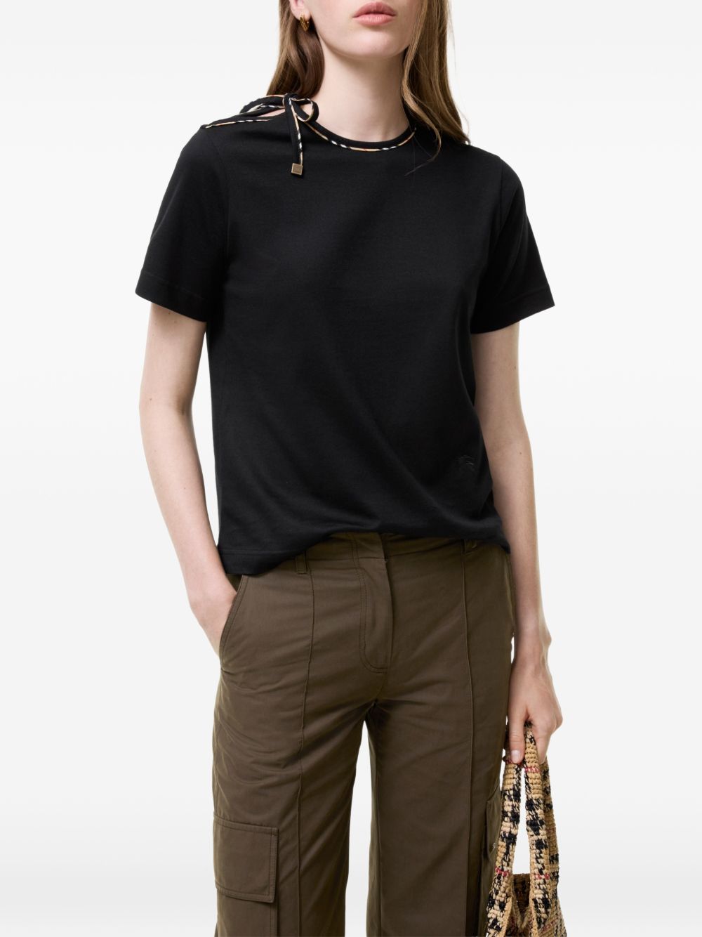 CHECK BOW COTTON T-SHIRT