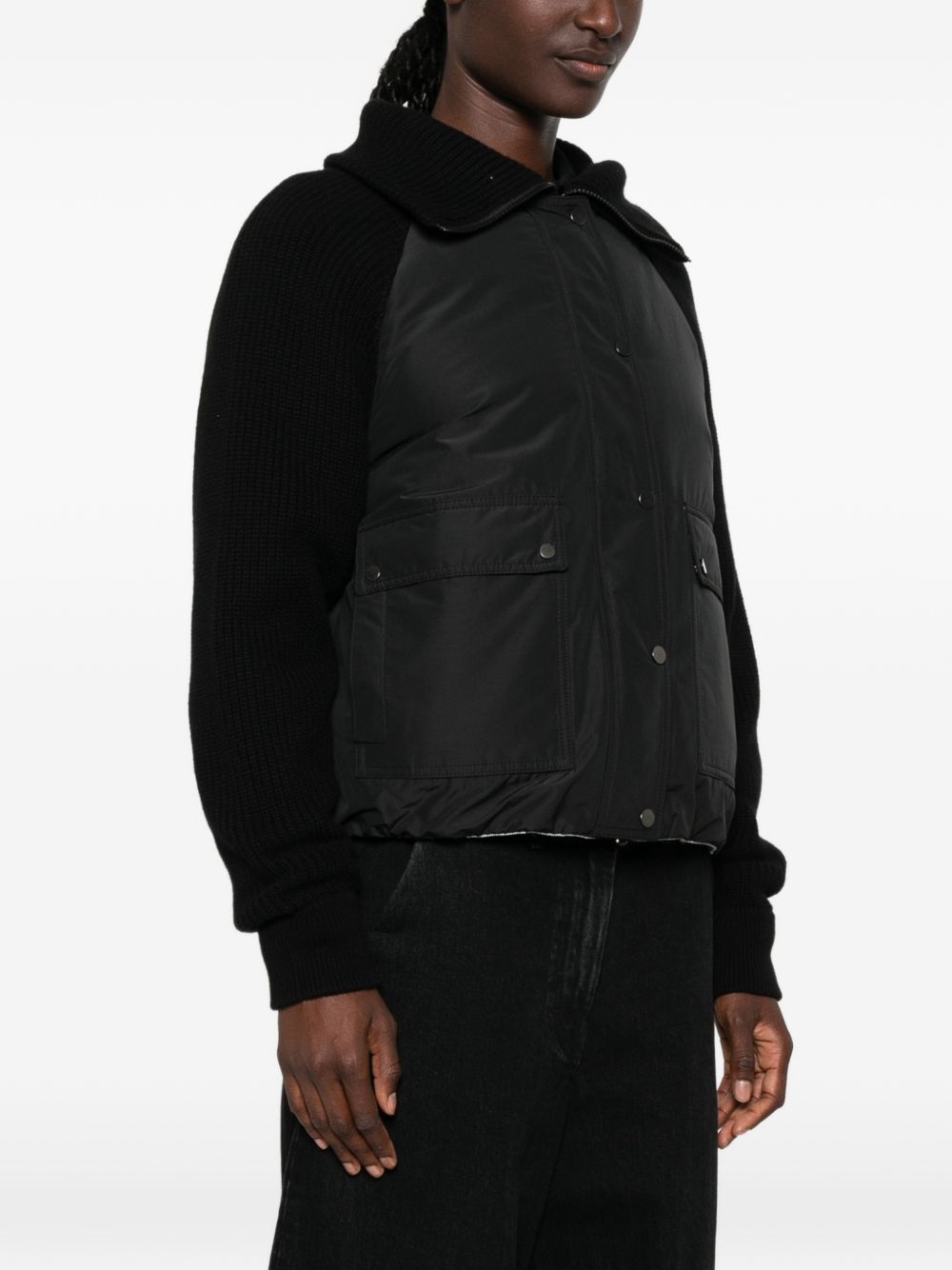 TAFFETA AND WOOL KNIT DOWN JACKET