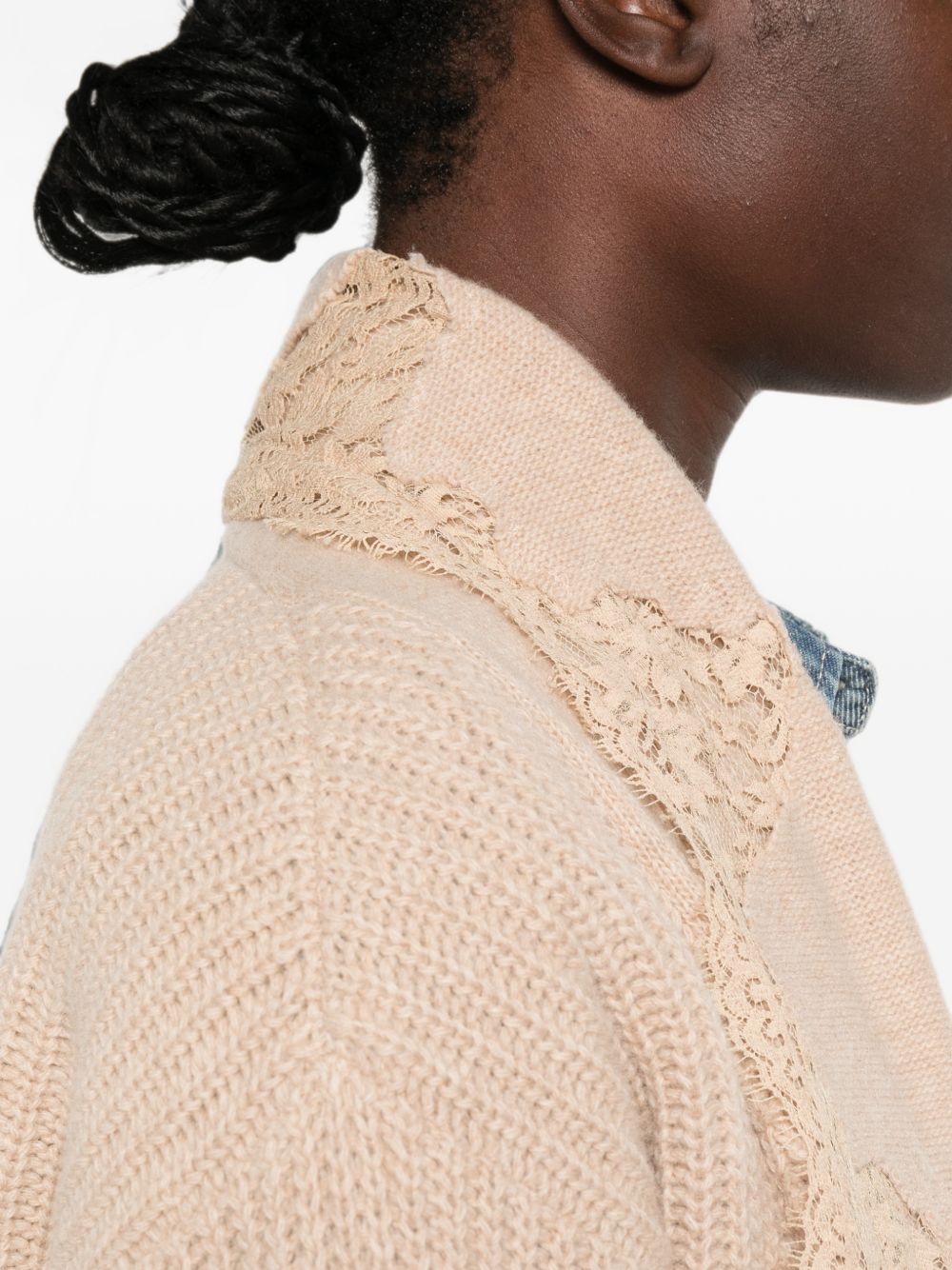 LACE-TRIM COTTON CARDIGAN