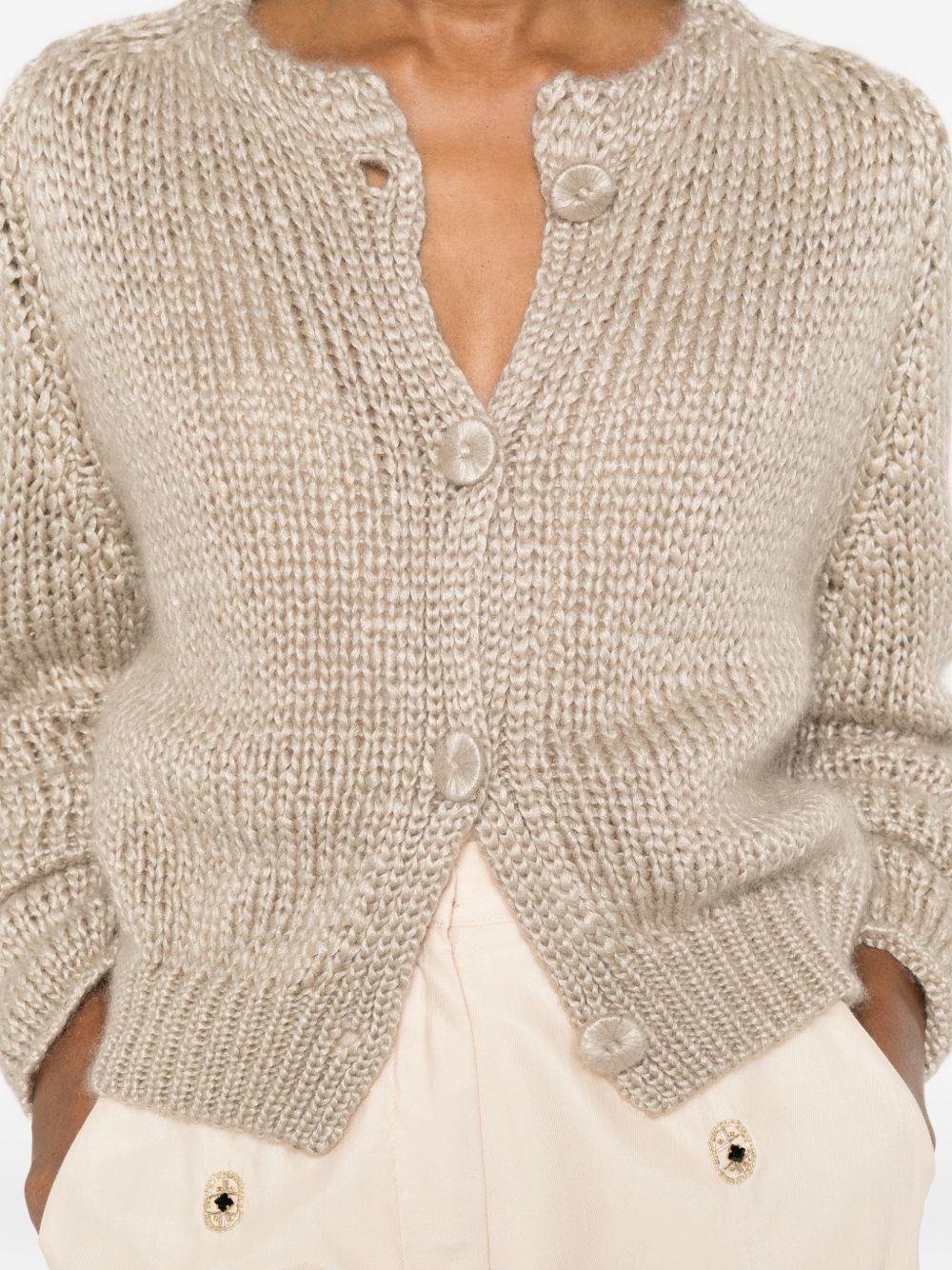 CASHMERE BLEND KITTED CARDIGAN
