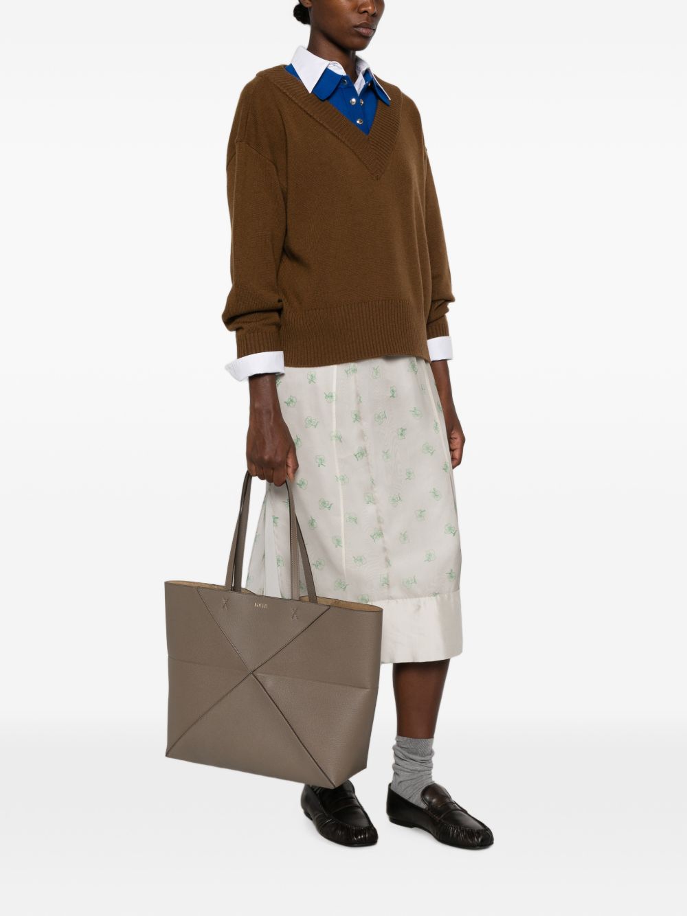 PUZZLE FOLD LARGE LEATHER TOTE