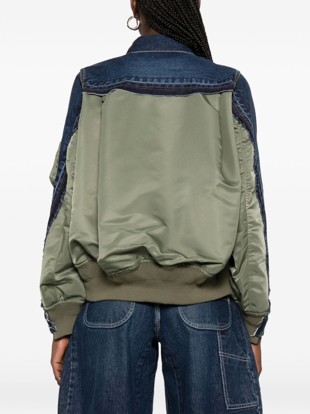DENIM AND NYLON BLOUSON JACKET