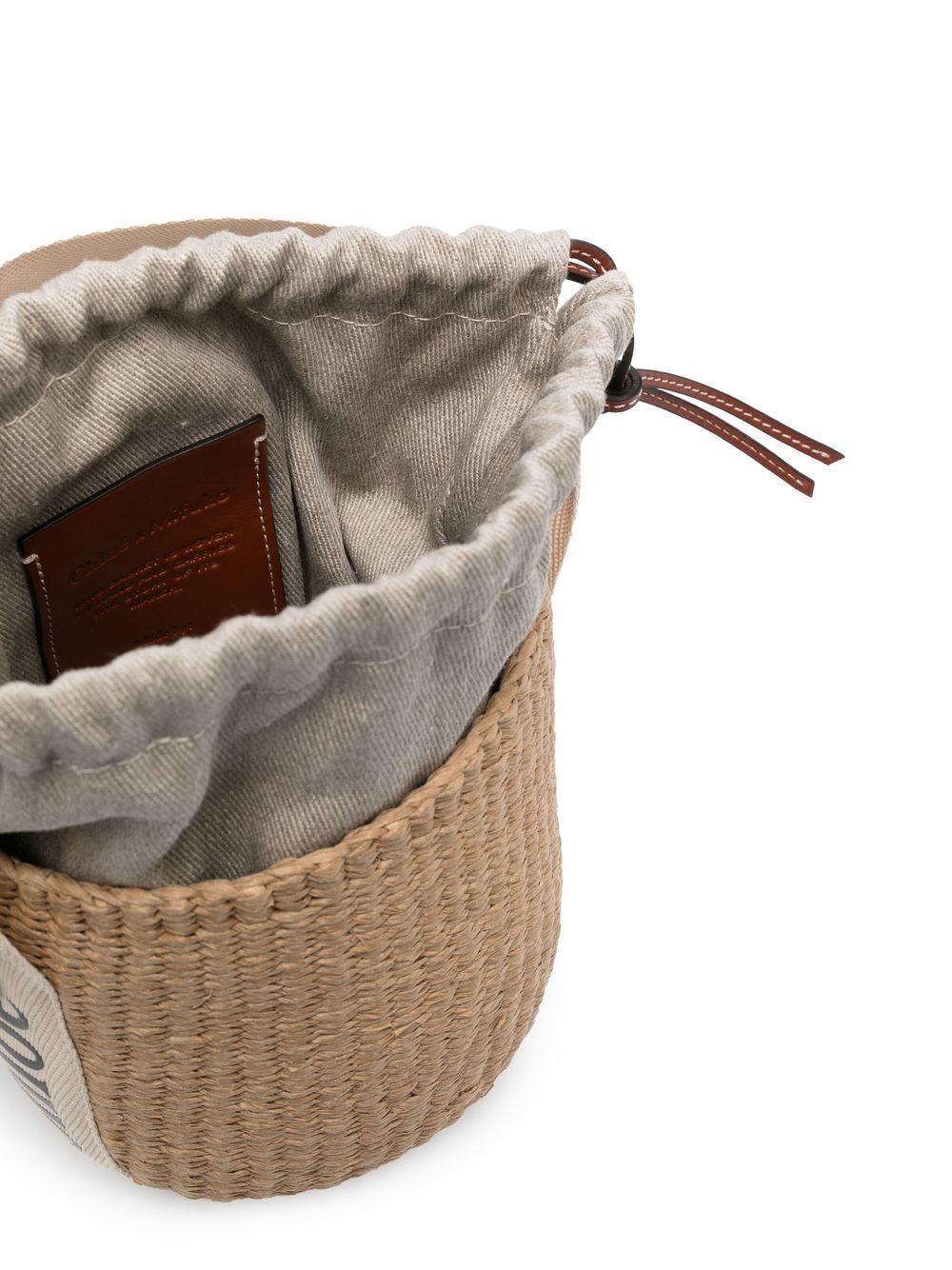 WOODY SMALL STRAW BUCKET BAG