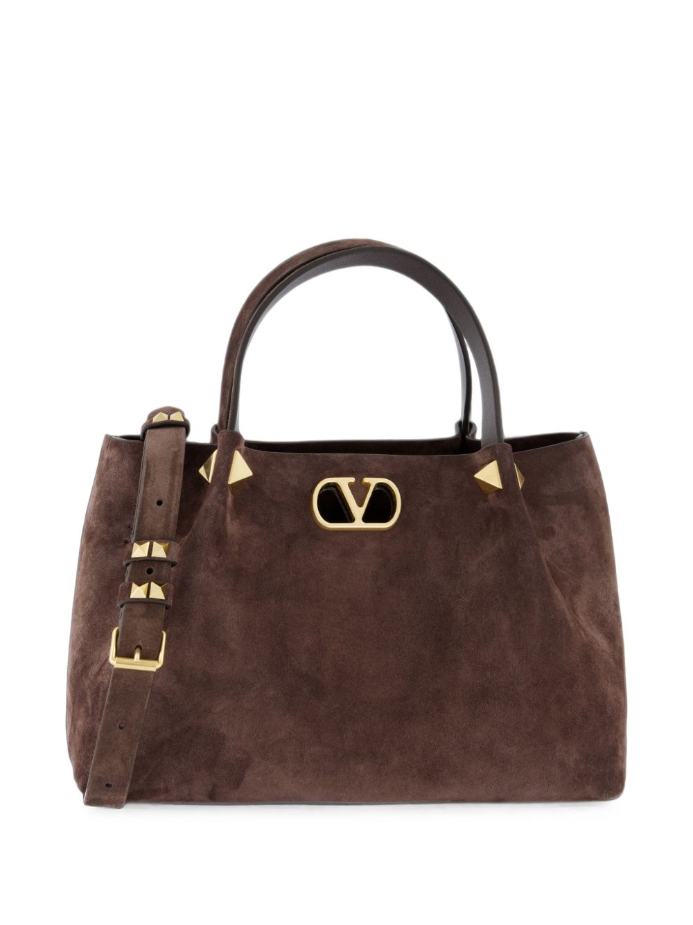 VLOGO SIGNATURE SMALL SUEDE LEATHER TOTE