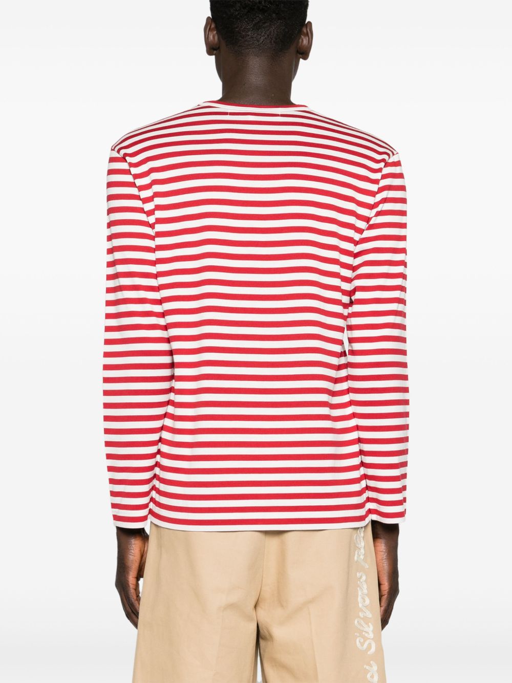 RED HEART STRIPED COTTON T-SHIRT