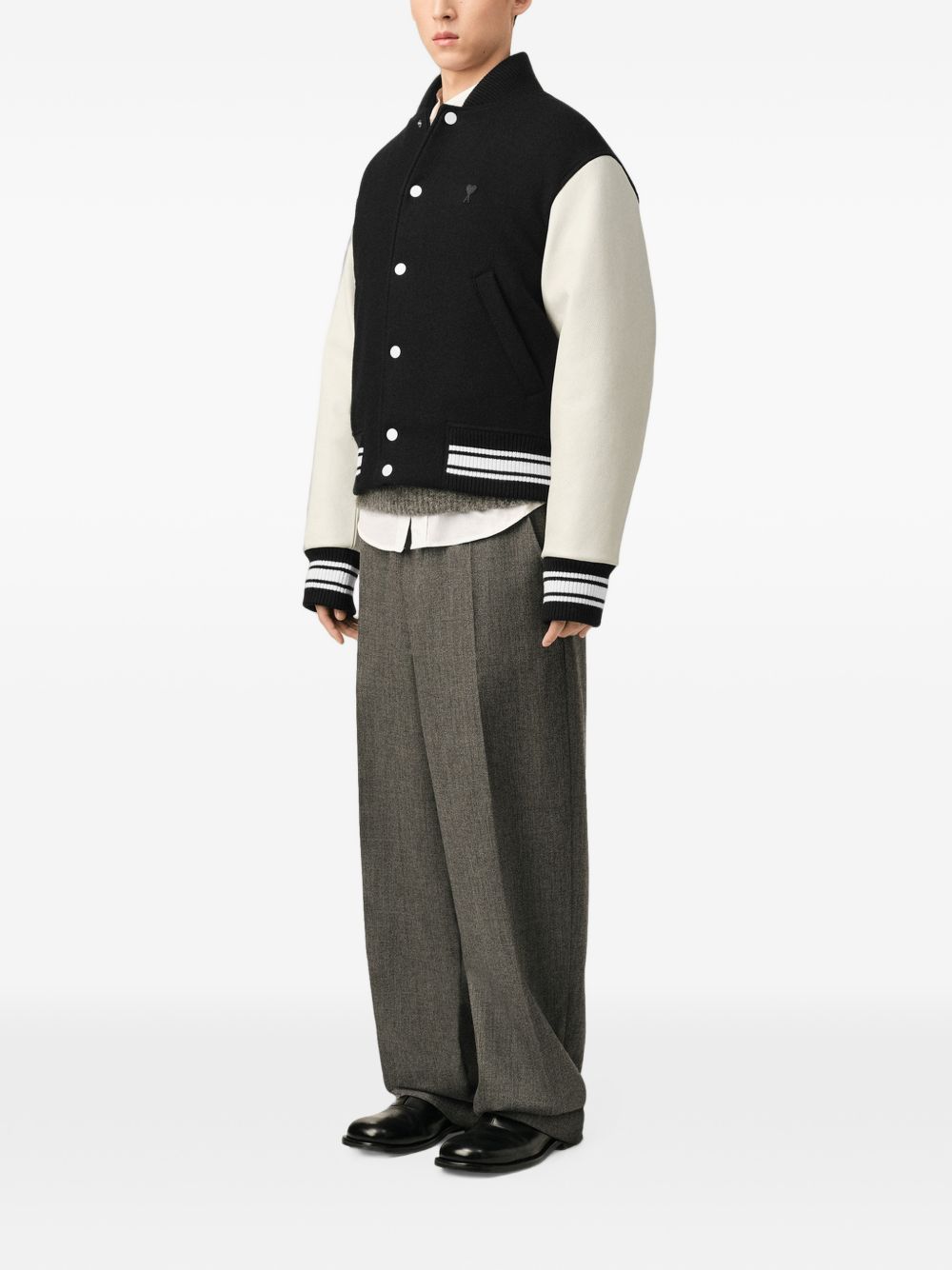 WOOL AND LEATHER BOMBER JACKET