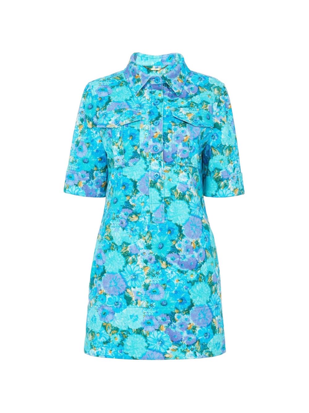 PRINTED COTTON MINI DRESS