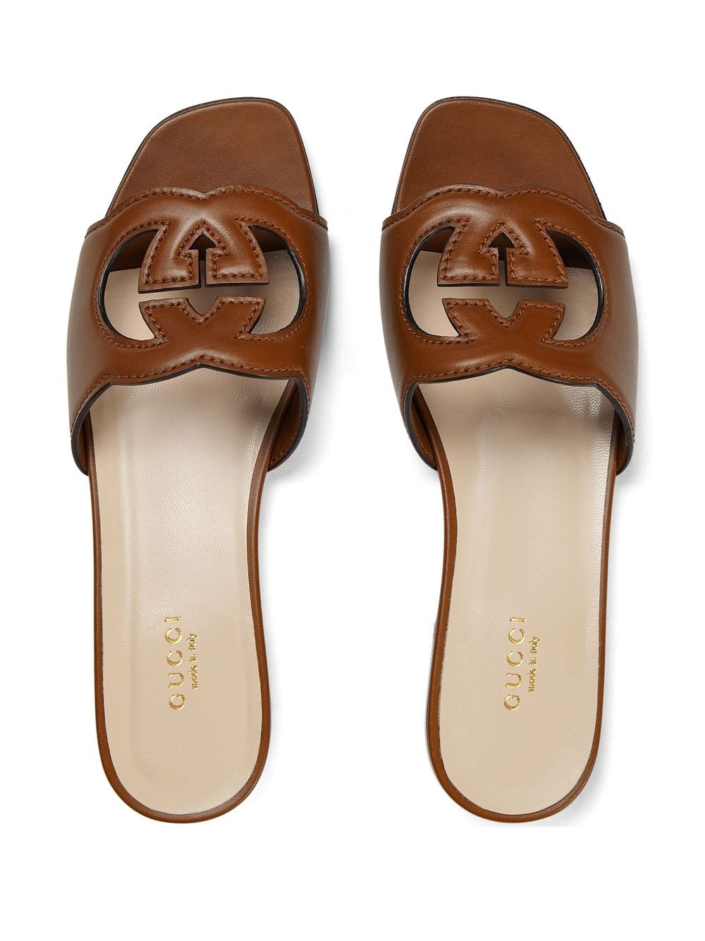 GUCCI CUT LEATHER FLAT SANDALS