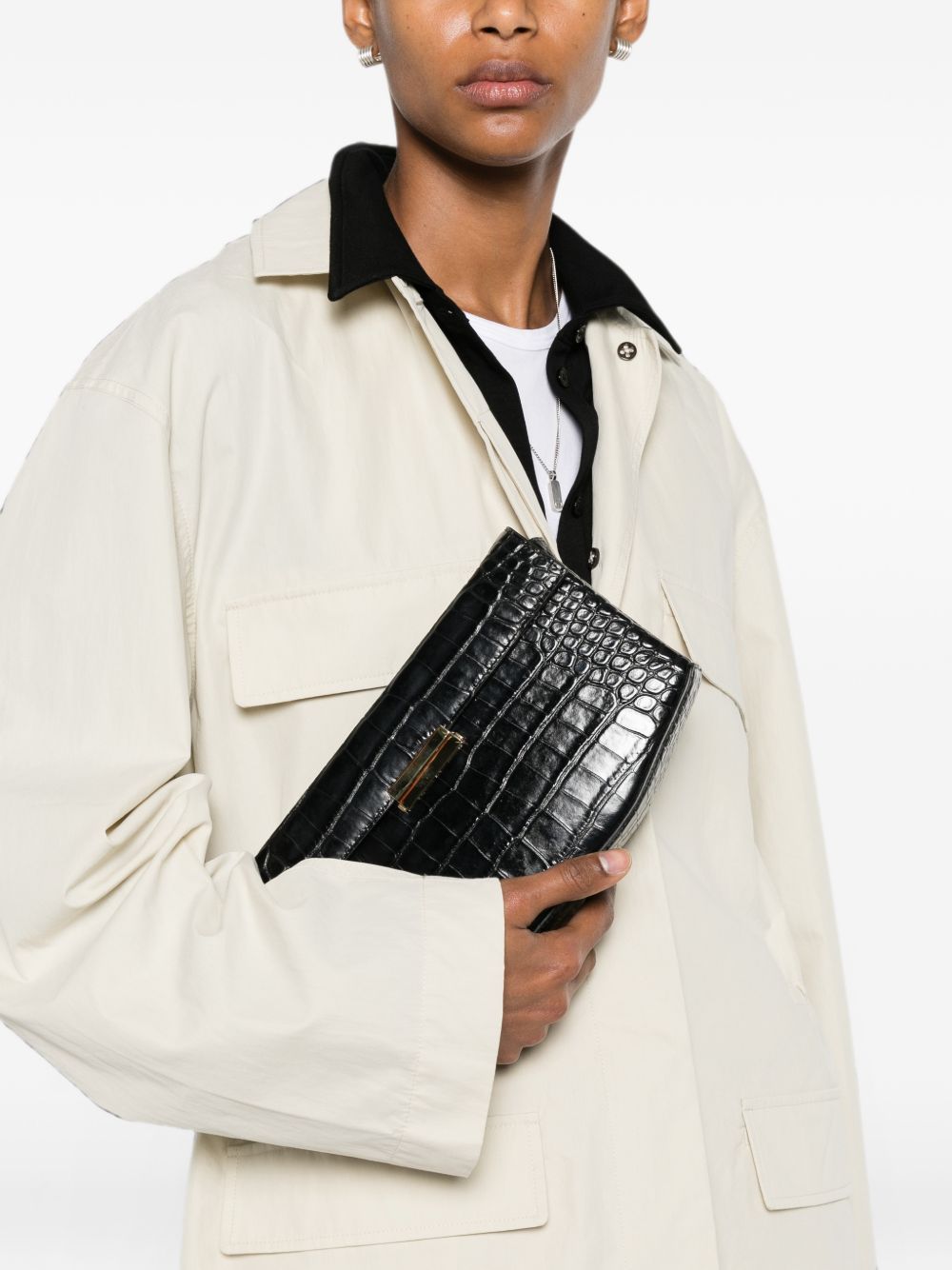 CLIP LEATHER SHOULDER BAG