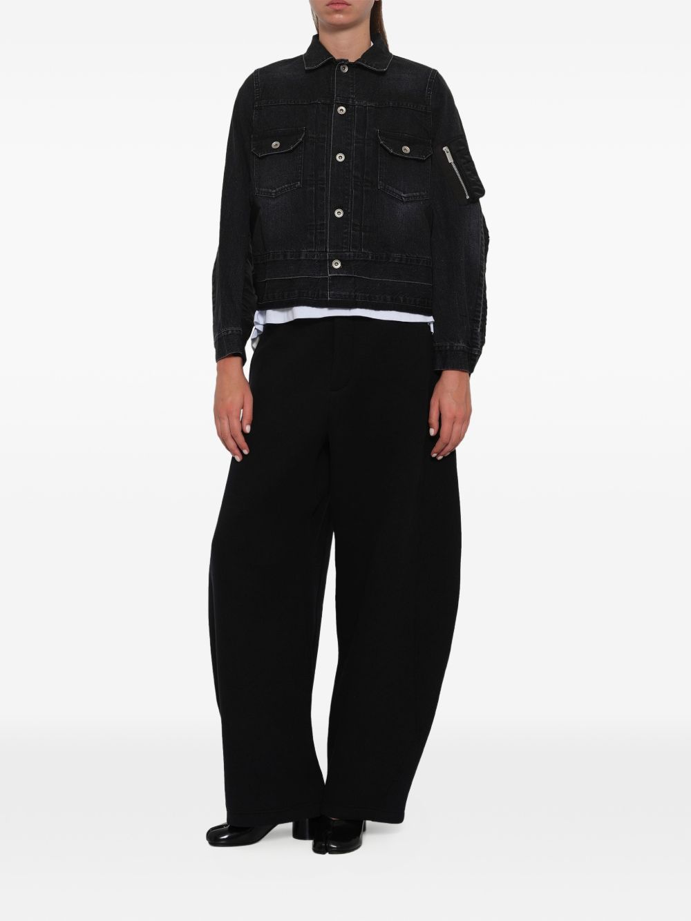 DENIM AND NYLON BLOUSON JACKET