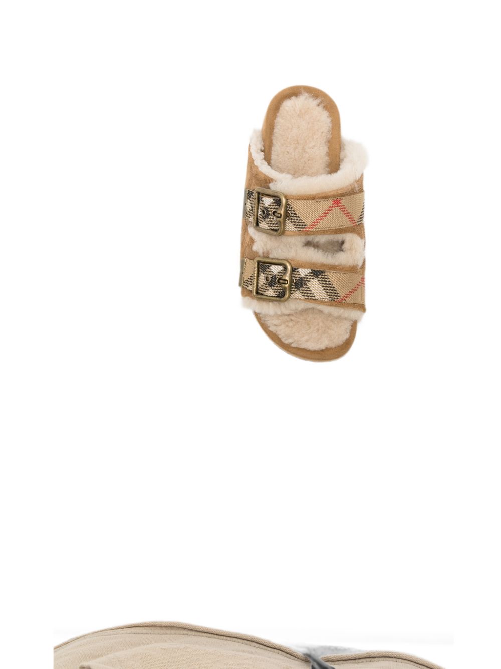 URCHIN CHECK SHEARLING SANDALS