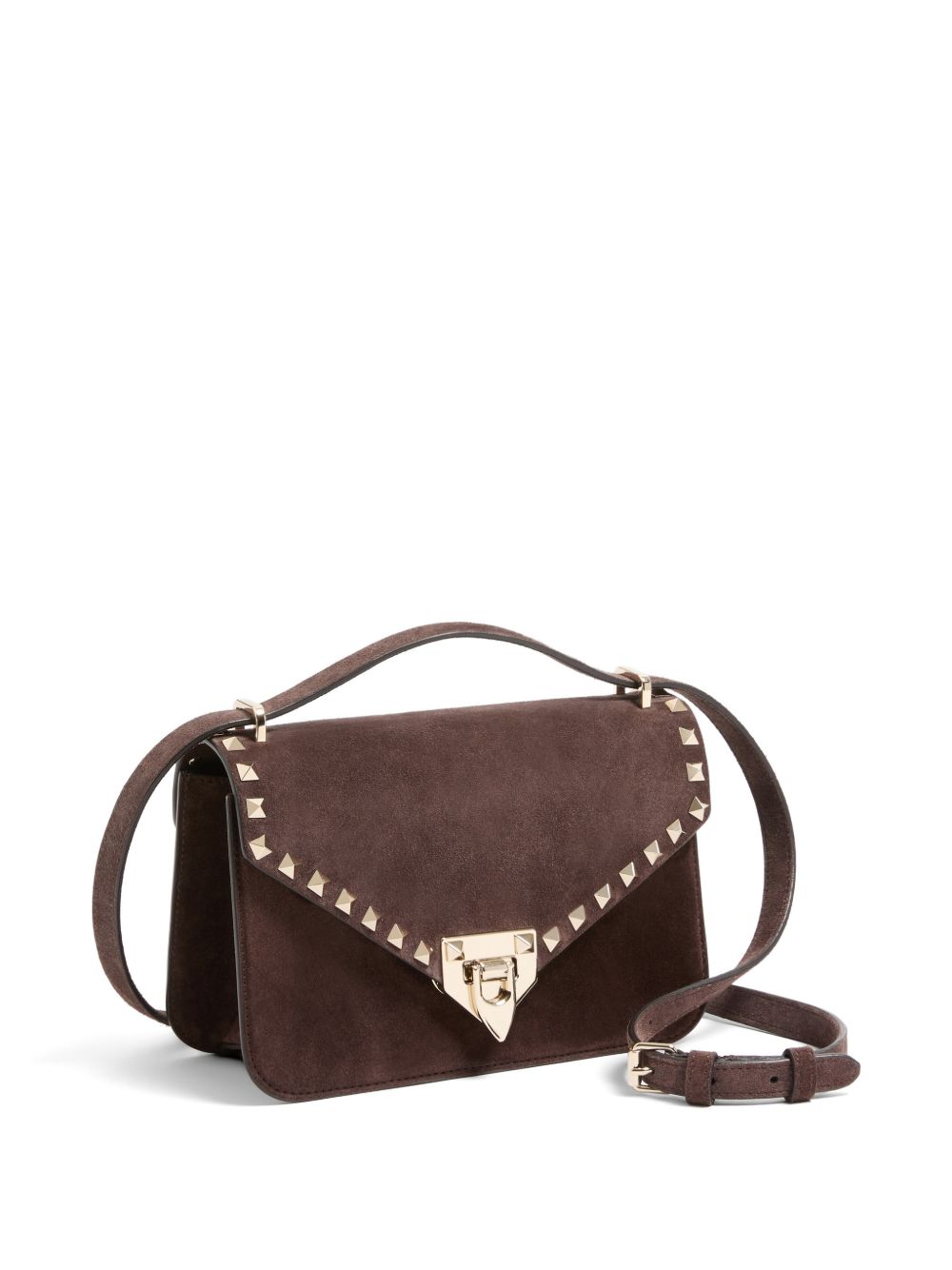 ROCKSTUD SUEDE LEATHER SHOULDER BAG
