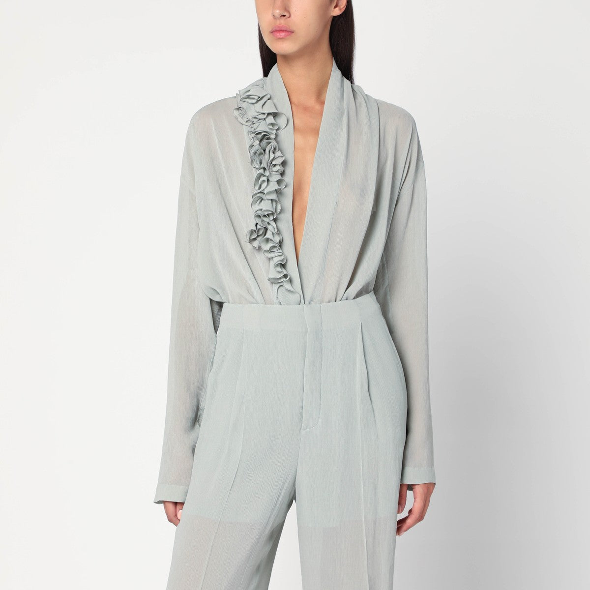 Alberta Ferretti Ice-colored shirt with floral detail Alberta Ferretti 