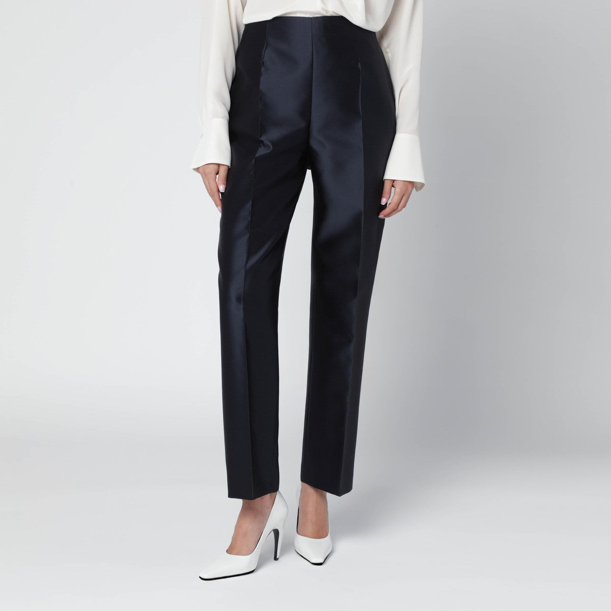 Alberta Ferretti Blue silk-blend satin trousers Alberta Ferretti 