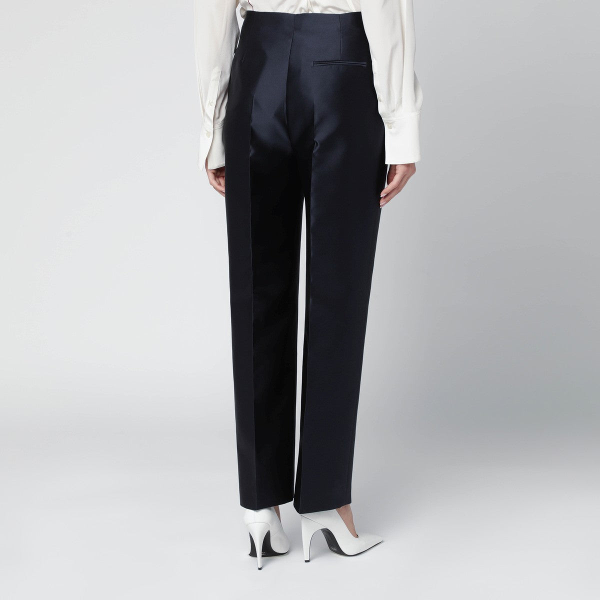 Alberta Ferretti Blue silk-blend satin trousers Alberta Ferretti 