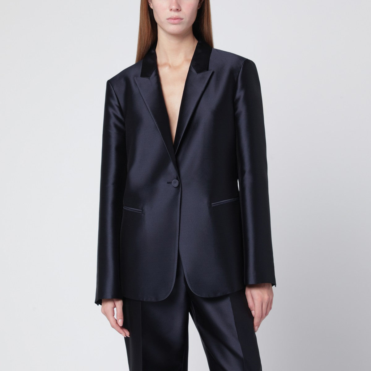 Alberta Ferretti Single-breasted jacket in glossy silk-blend satin Alberta Ferretti 