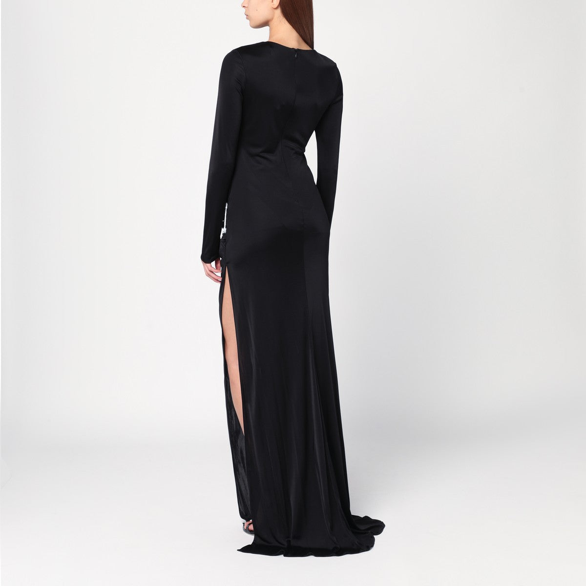 Giuseppe di Morabito Long black dress with brooch detail Giuseppe Di Morabito 