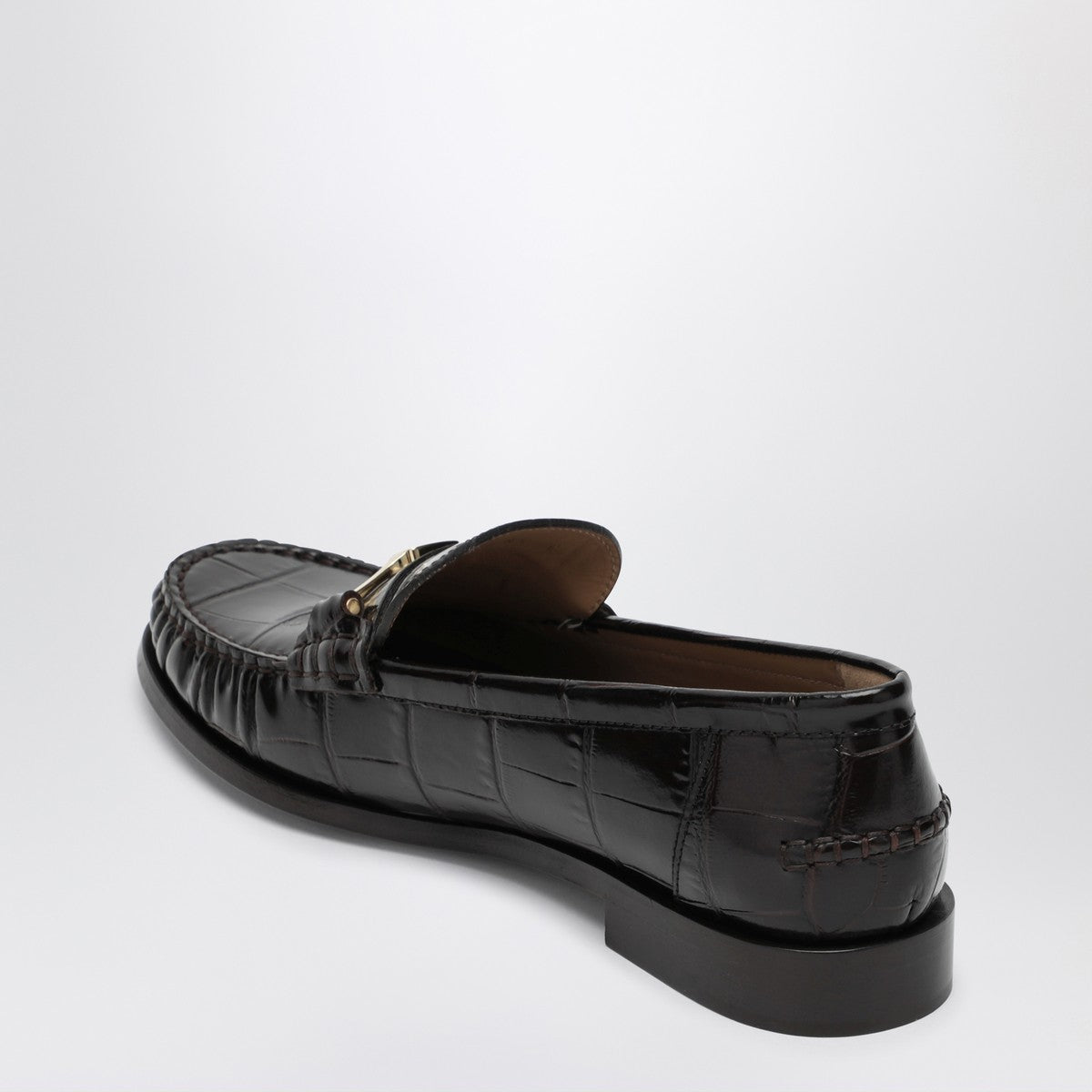 Ferragamo Dark Brown Moccasin new Vara chain Ferragamo 