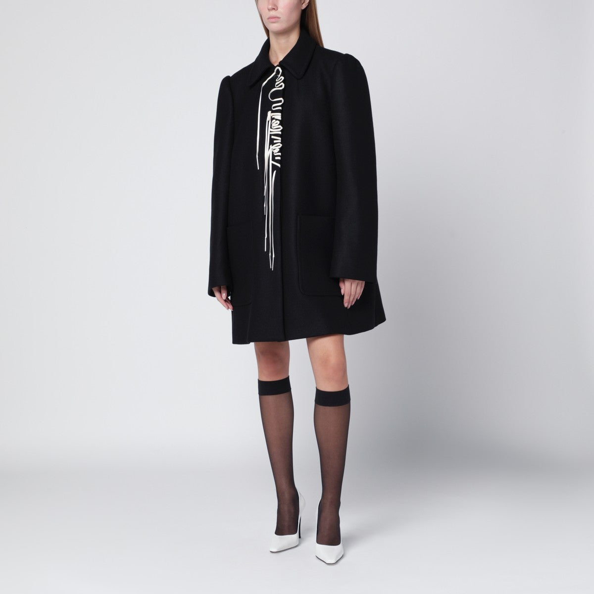 Dries Van Noten Black coat with embroidery detail Dries Van Noten 