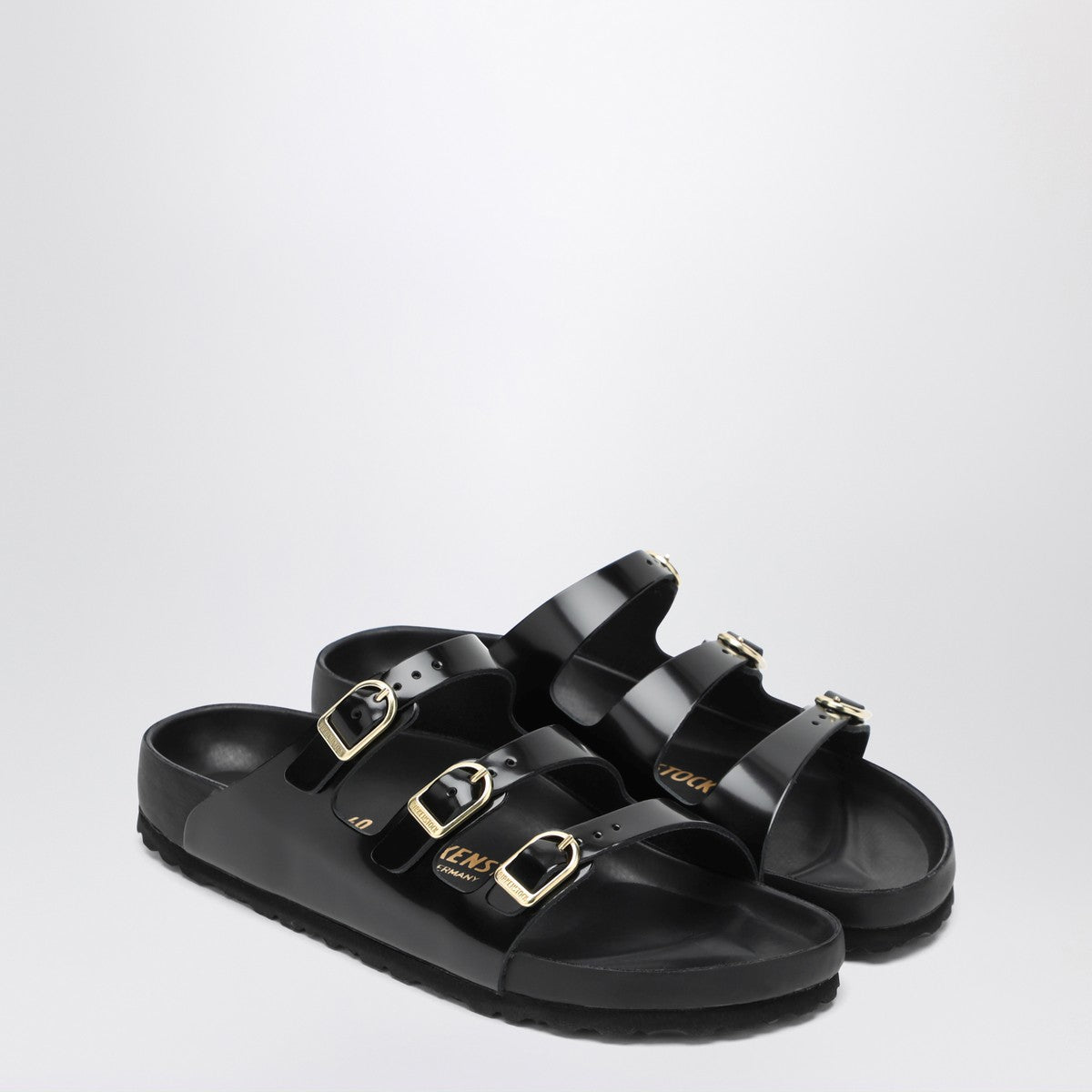 Birkenstock Slide Florida Dbuckle Exquisite lucida nera Birkenstock 