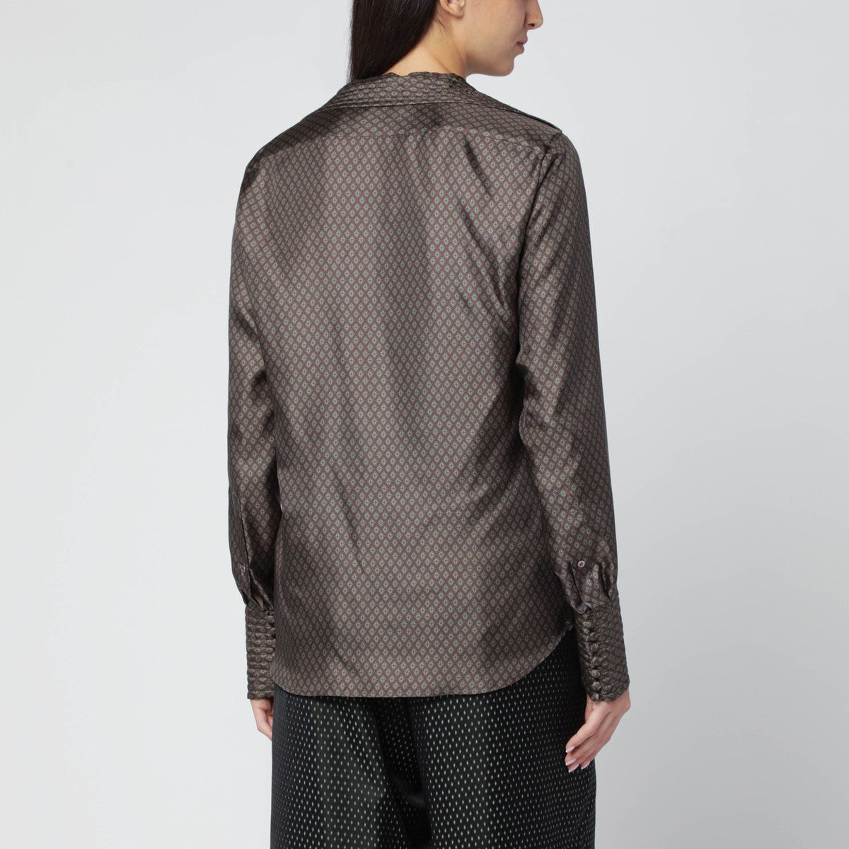 Dries Van Noten Brown printed silk shirt Dries Van Noten 