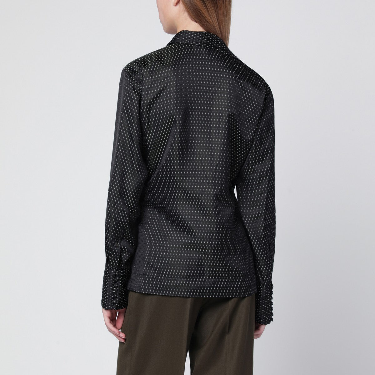Dries Van Noten Black wrap shirt with jacquard texture Dries Van Noten 