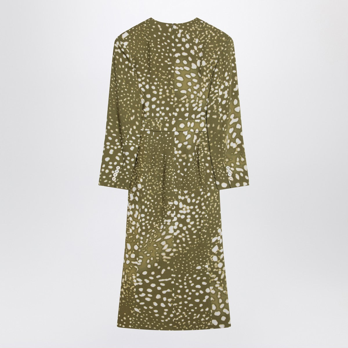 Dries Van Noten Dress with belt and khaki green print Dries Van Noten 