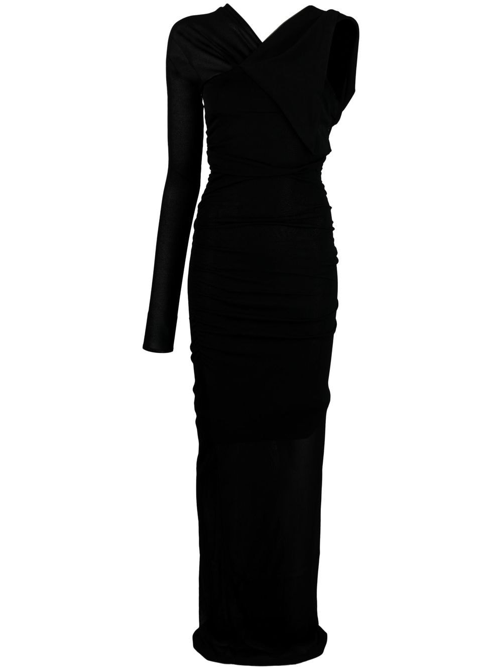 Saint Laurent semi-sheer one-sleeve long dress Saint Laurent