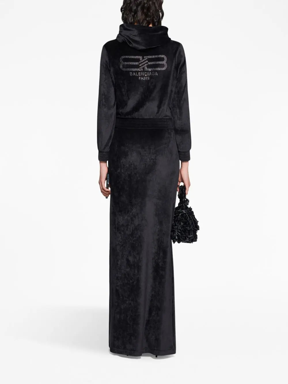 Balenciaga Crystal embellished velvet zip-up hoodie Balenciaga