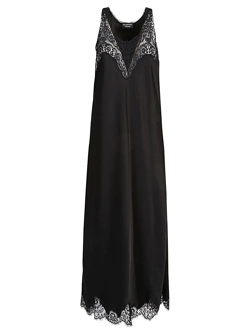 Balenciaga Lace trim long length sleeveless v-neckline dress Balenciaga